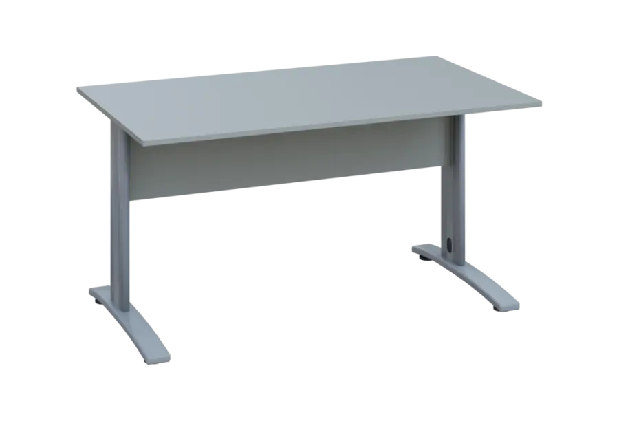 EPK 18 - 14 stůl kancelářský, kovová podnož stříbrná, deska 18 mm, široký 1400 mm, šedá